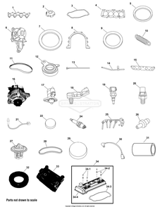 Engine Group - Common Service Parts Diagram and Parts List for 076180-04  Briggs and Stratton Generator